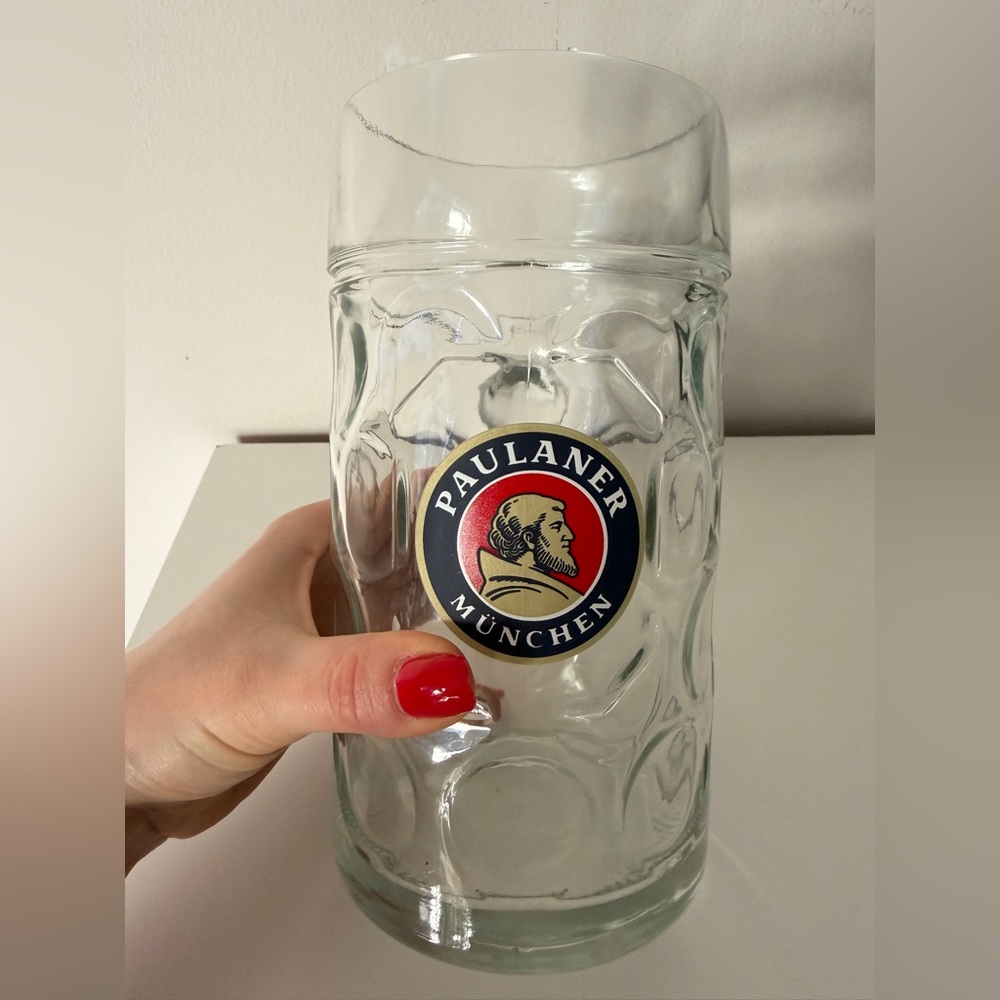 Clear Glass Beer Stein Paulaner Munchen Germany 🇩🇪